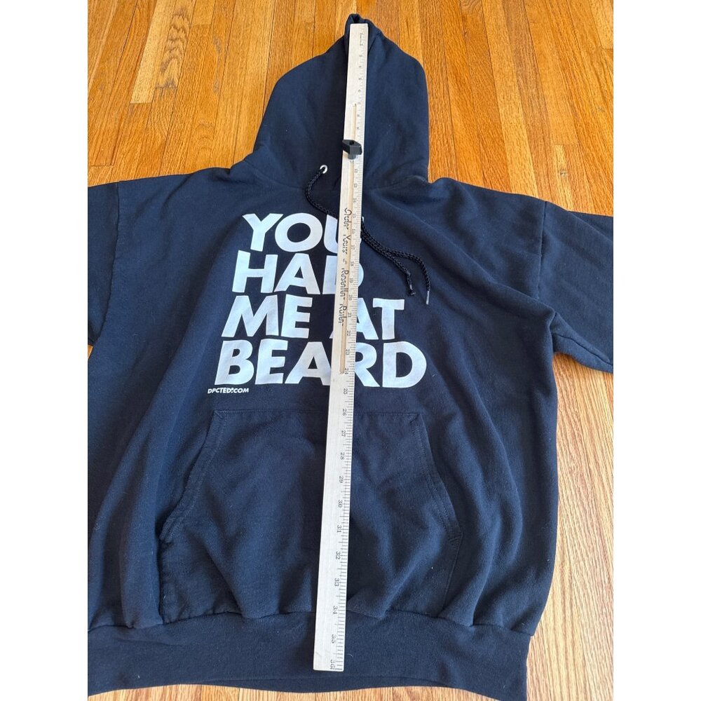 Hanes ComfortBlend EcoSmart Black Hoodie "You Had Me At Beard" Design XL - Picture 7 of 9